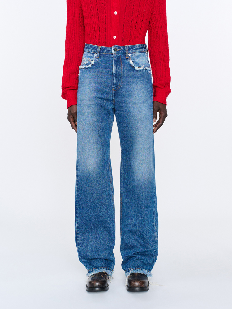 Sefr セファSTRAIGHT CUT JEANS 28 SEFR | STRAIGHT CUT JEANS / BLUE CREASE ウォッシュストレート