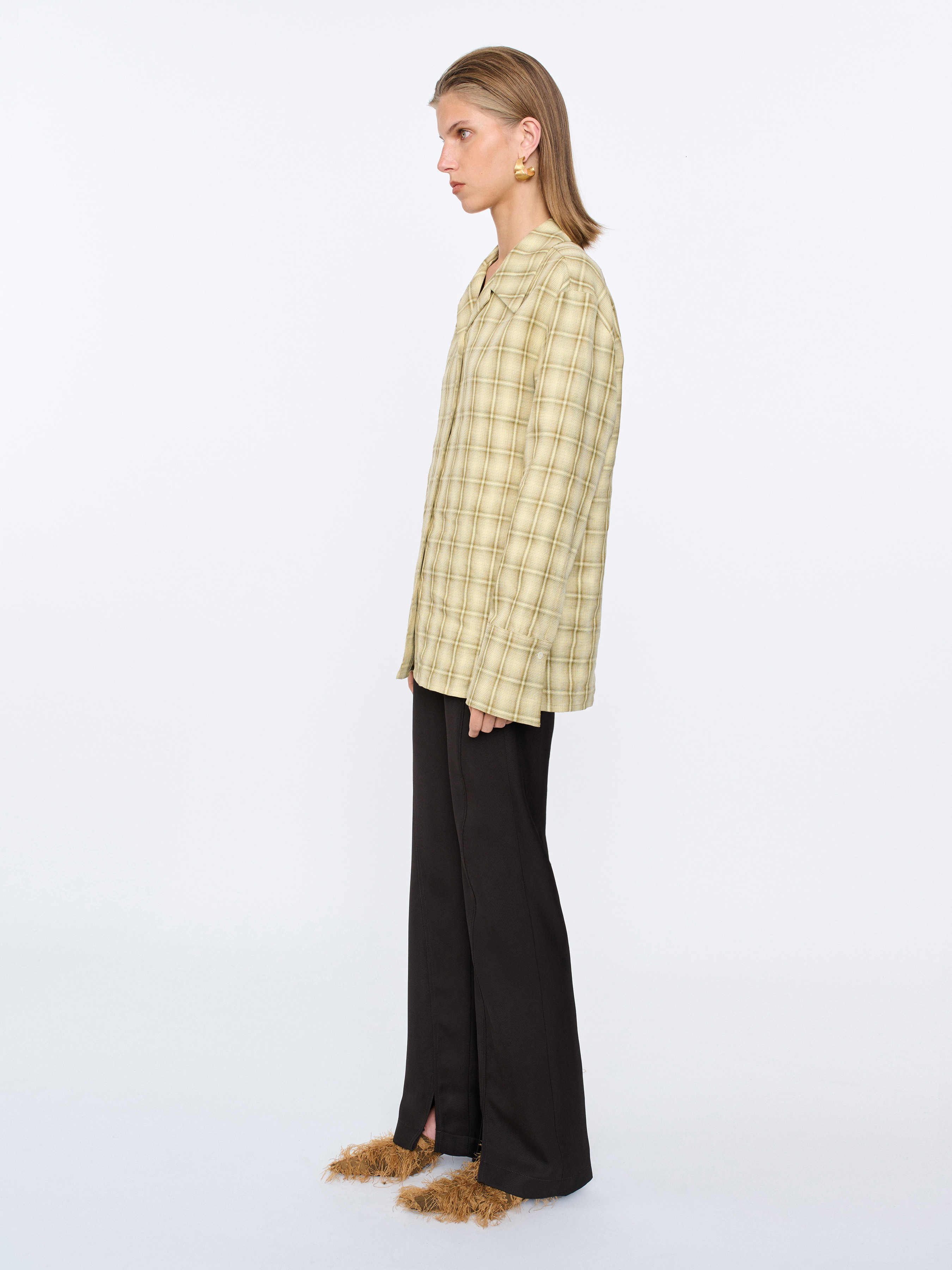 【Sefr】24ss khaki Yasu shirt Séfr Khaki Yasu Shirt In Forest Knit | ModeSens