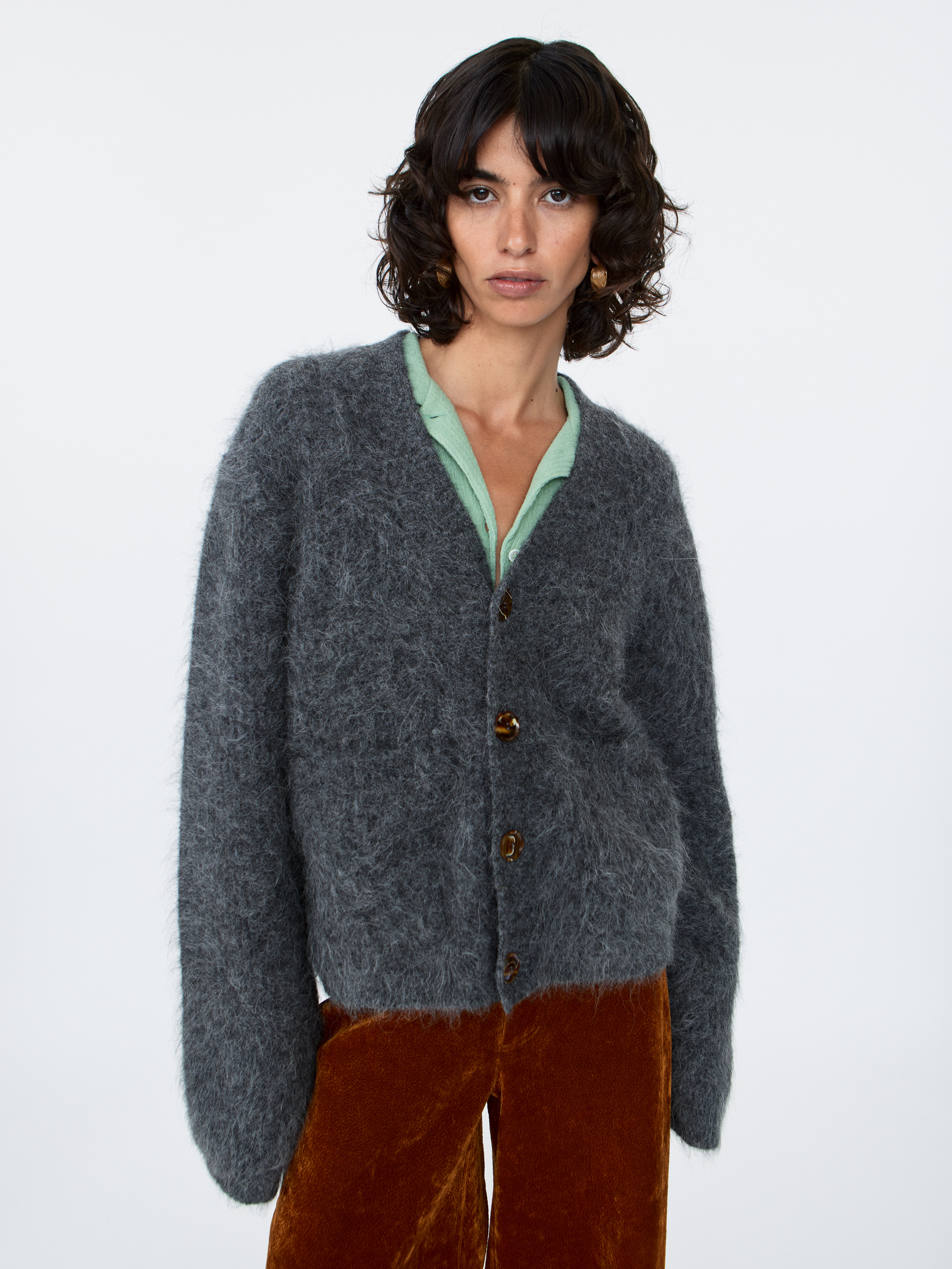 Sefr goat cardigan brown mohair